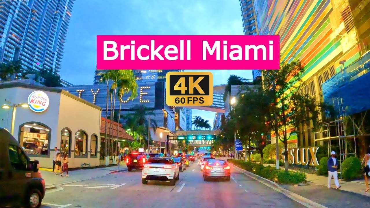 Driving in Brickell Miami City center 4K