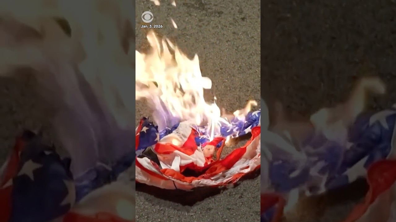 Protesters set fire to U.S. flag outside American embassy in Greece after Maduro capture 
