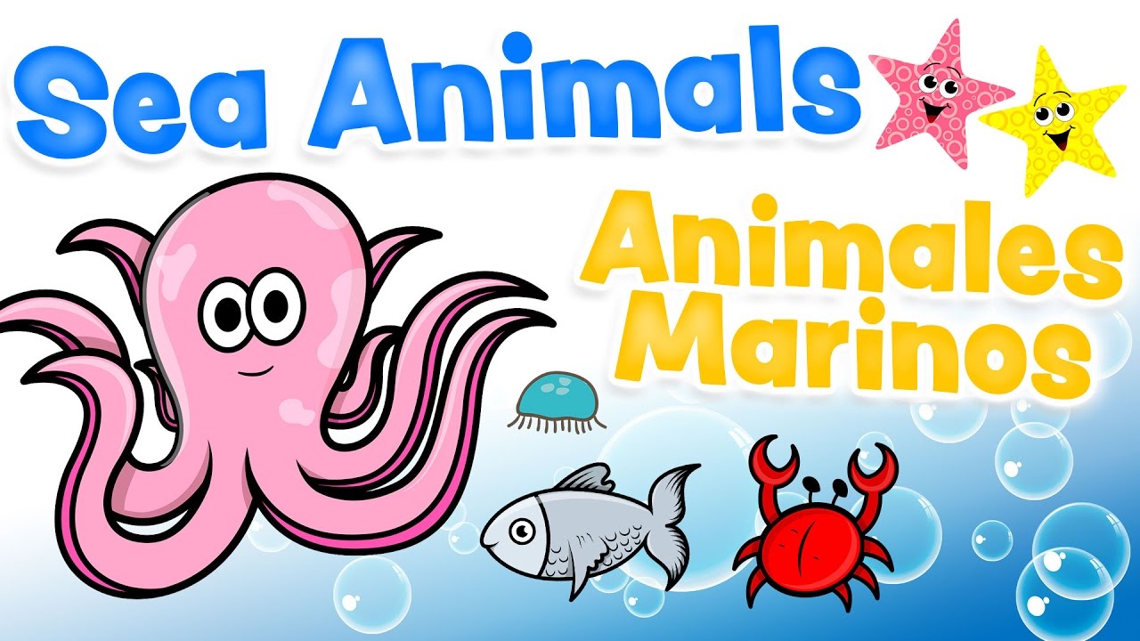 ANIMALES MARINOS en inglés y español para niños - Aprendizaje bilingüe