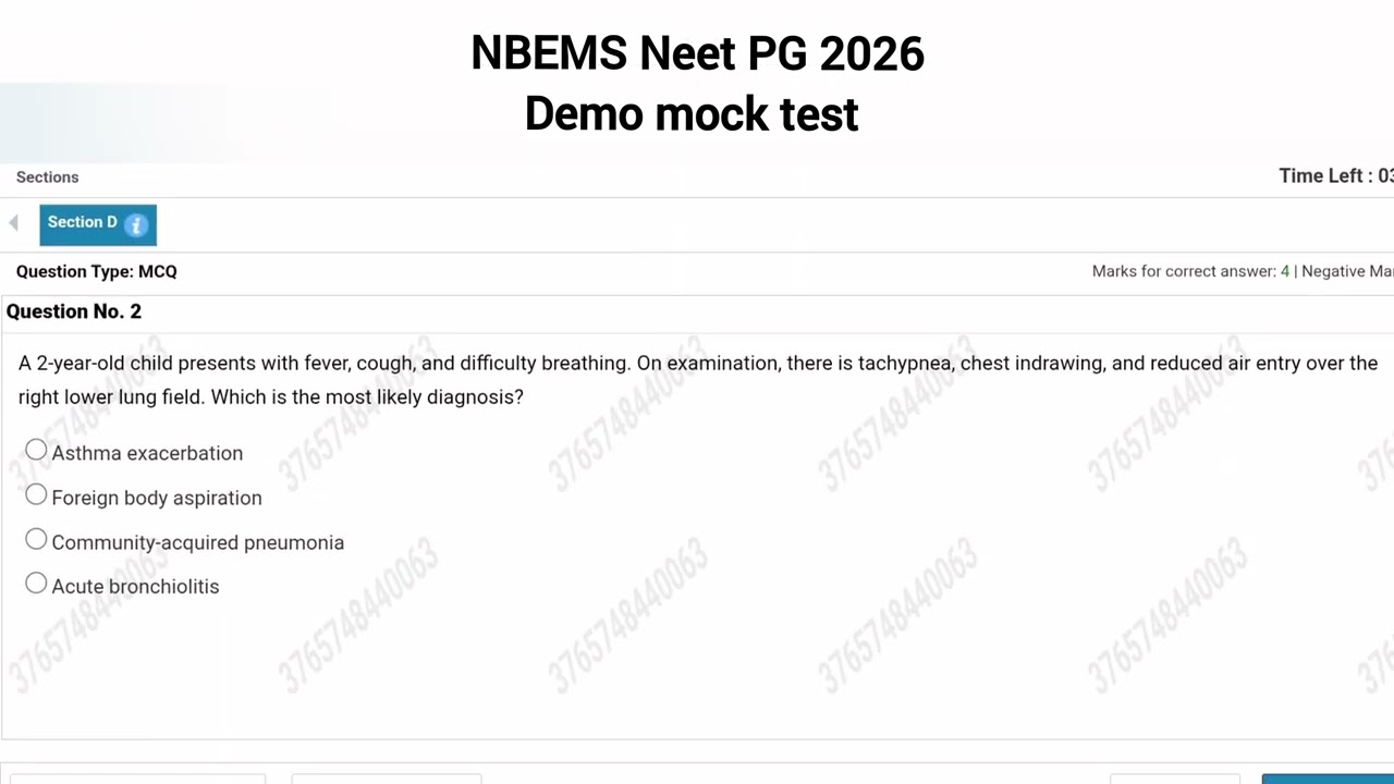 NBEMS NEET PG MOCK TEST 2026 