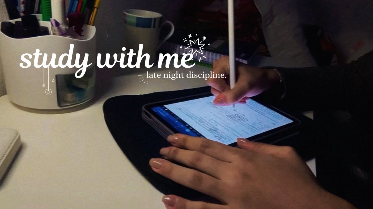 silent late night study with me | 💻 iPad note-taking + discipline, deep focus🌸