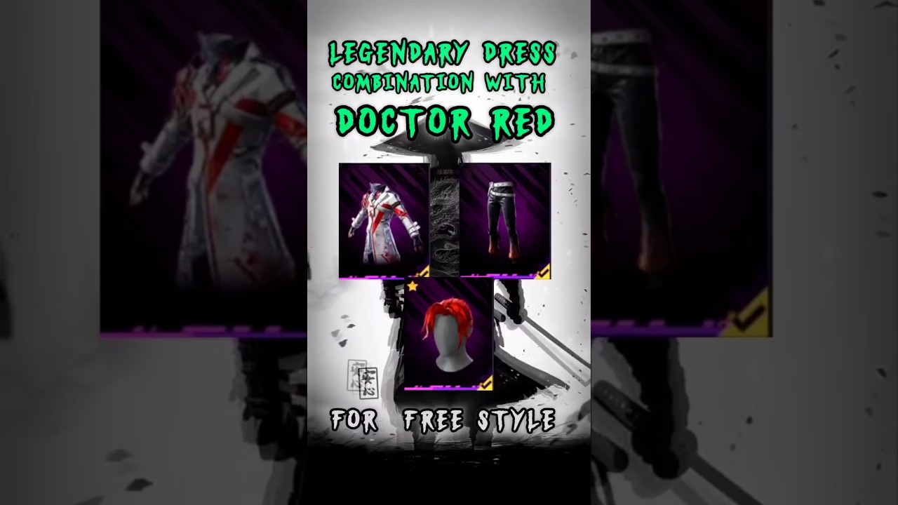 legendary dress 🇧🇷 combination with doctor red bundle for free style player!#freefire #shorts