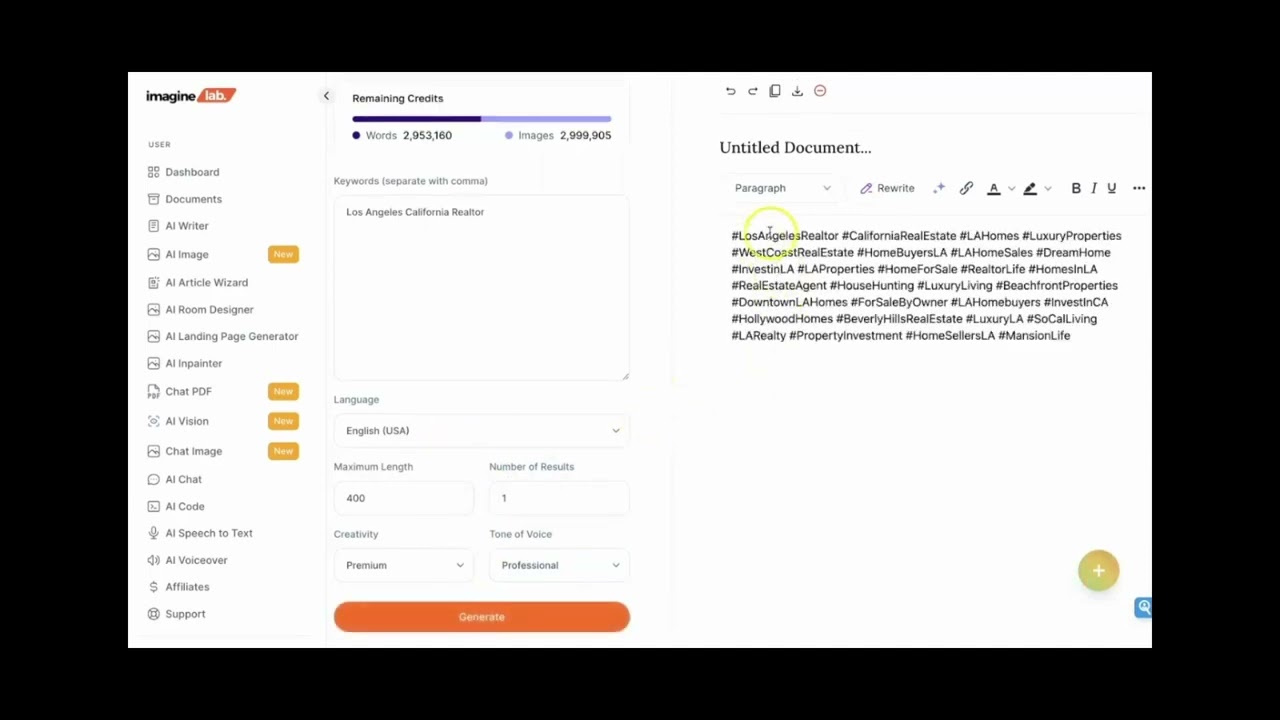 AI Instagram Hashtag Generator Tool | Imaginelab.ai