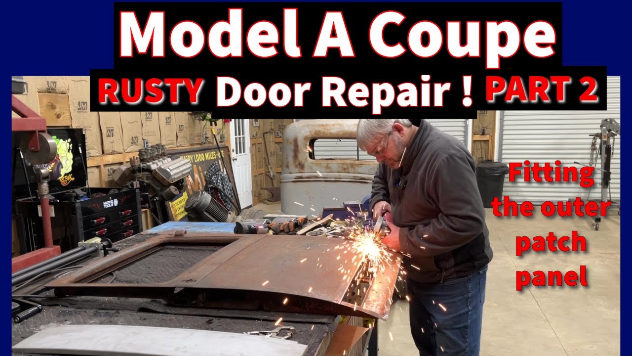 Model A door rust repair Part 2. Working on the outer door sheetmetal patch panel!  #ford #rusty