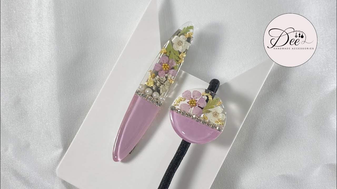 DIY HANDMADE UV RESIN DRIED FLOWERS HAIR CLIP ACCESSORIES 干花手作手工发夹发饰