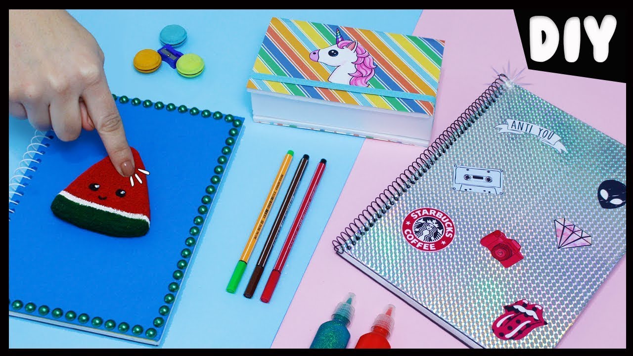 DIY MATERIAL ESCOLAR: CADERNO SQUISHY KAWAII,  ESTOJO UNIC&Oacute;RNIO e + #DIY