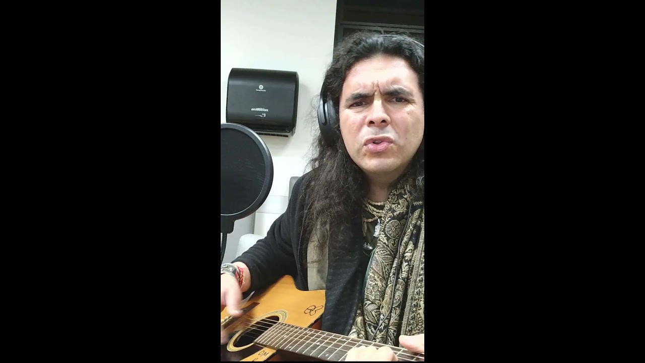 Om Acoustic guitar bansuri and singing  (Portrait)