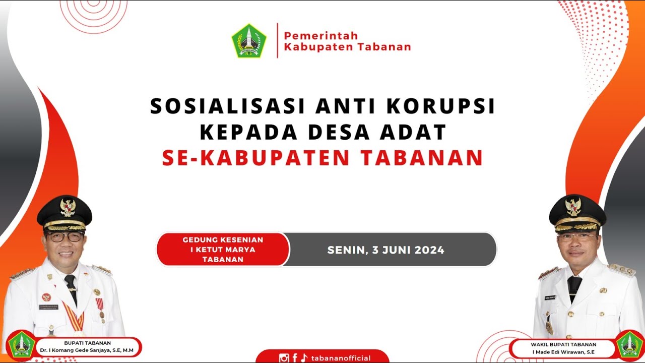 Sosialisasi Anti Korupsi Kepada Desa Adat Se-Kabupaten Tabanan