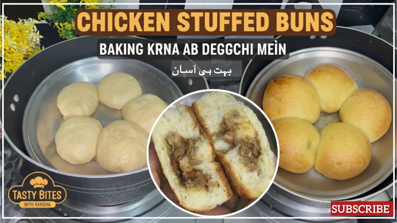 Chicken stuffed buns without oven 😮😁 #chickenstuffedbread #chickenbuns #snacks #eveningsnacks #food 