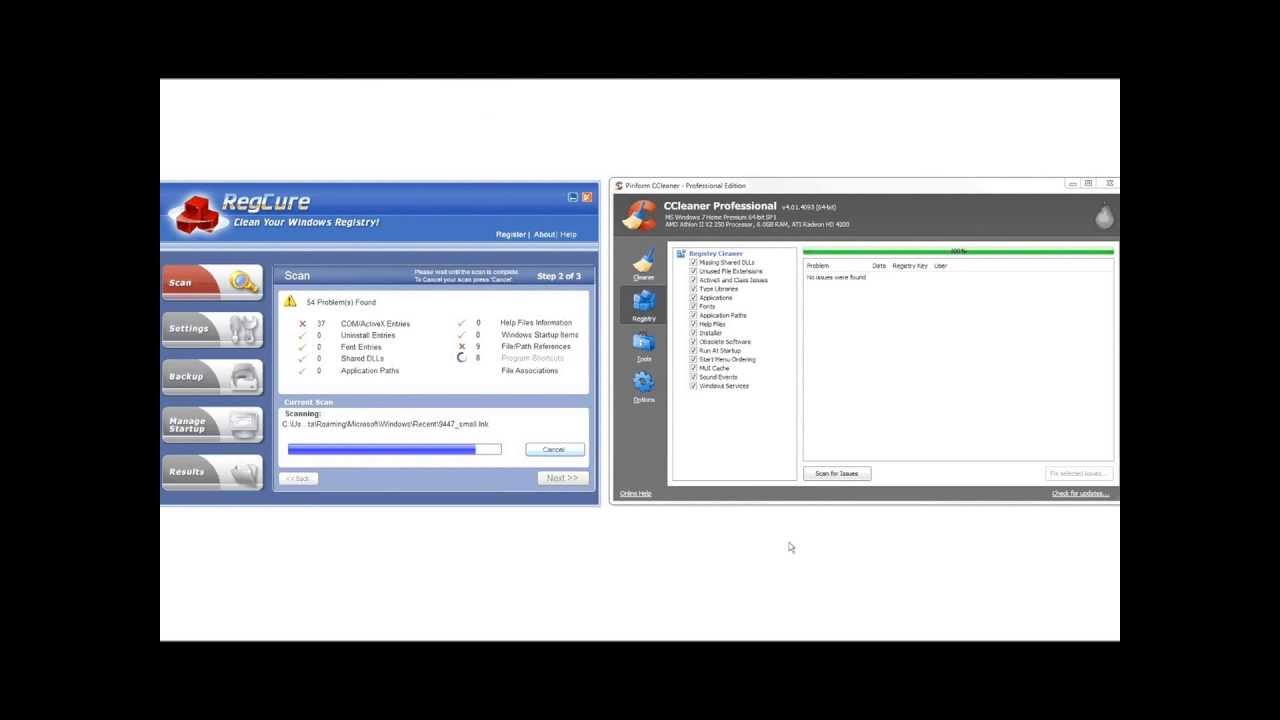 Paretologic RegCure malware compared to CCleaner by Piriform (Bad vs. Good)
