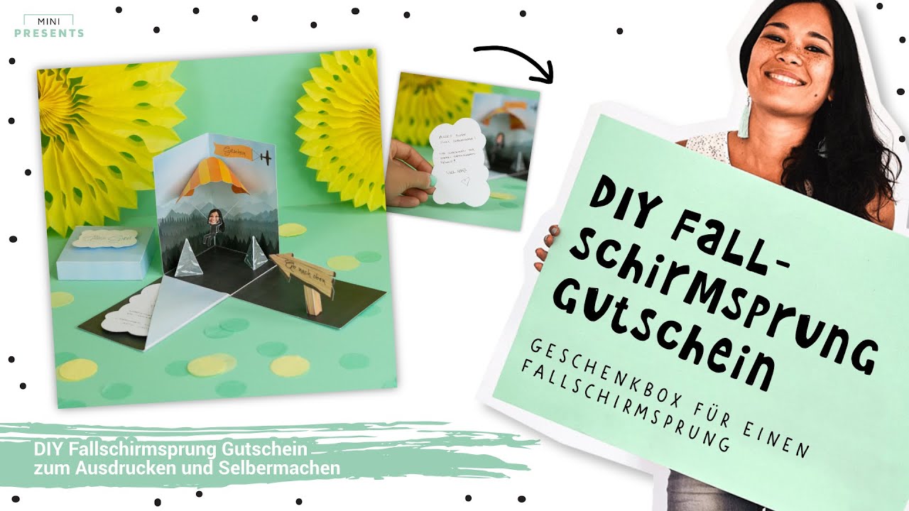 DIY Fallschirmsprung Gutschein basteln | DIY Explosionsbox Tandemsprung | mini-presents