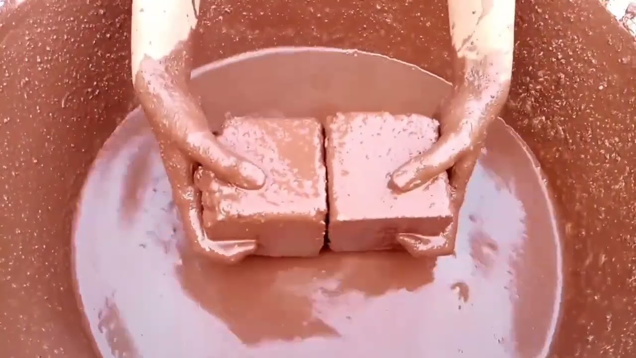 Red dirt texture dipping crumbling ASMR video 