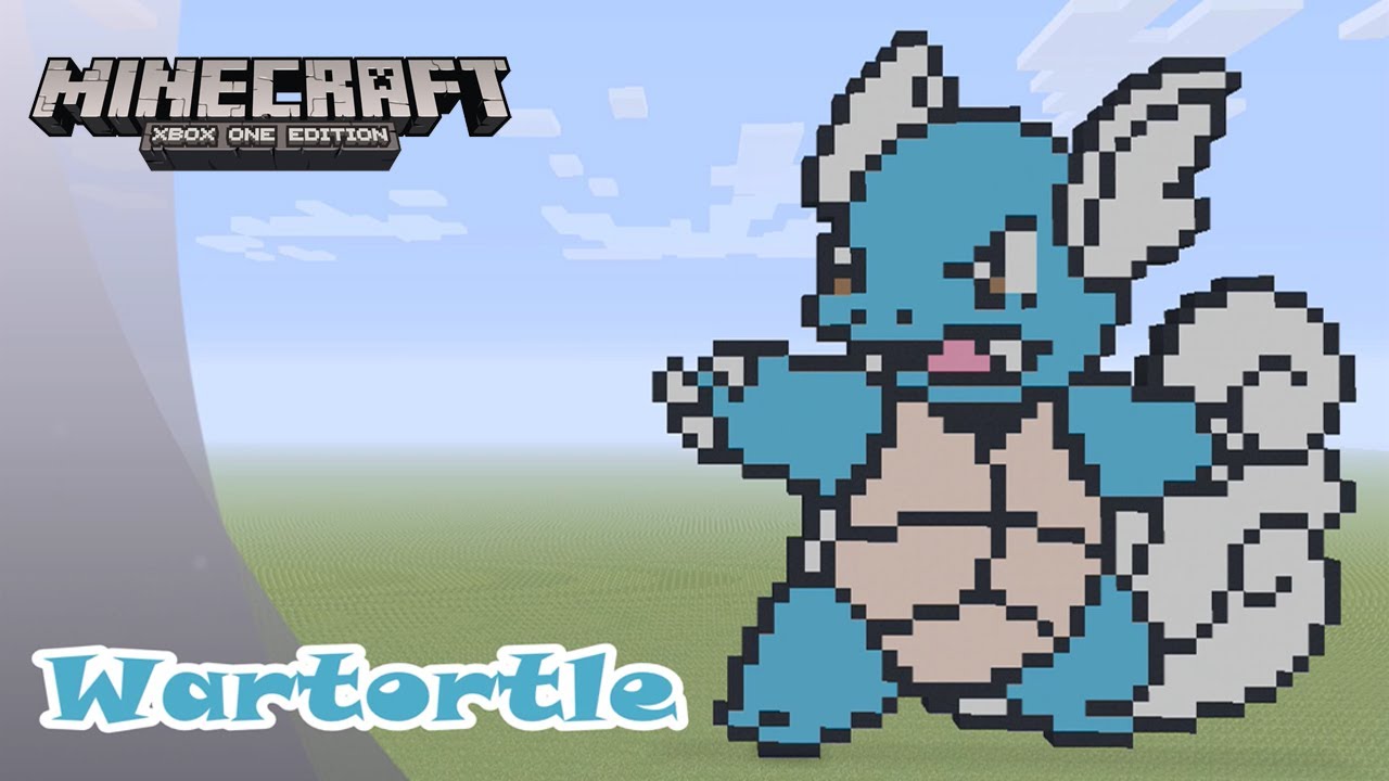 Minecraft: Учебник и демонстрация пиксельной графики: Wartortle (Pokemon)