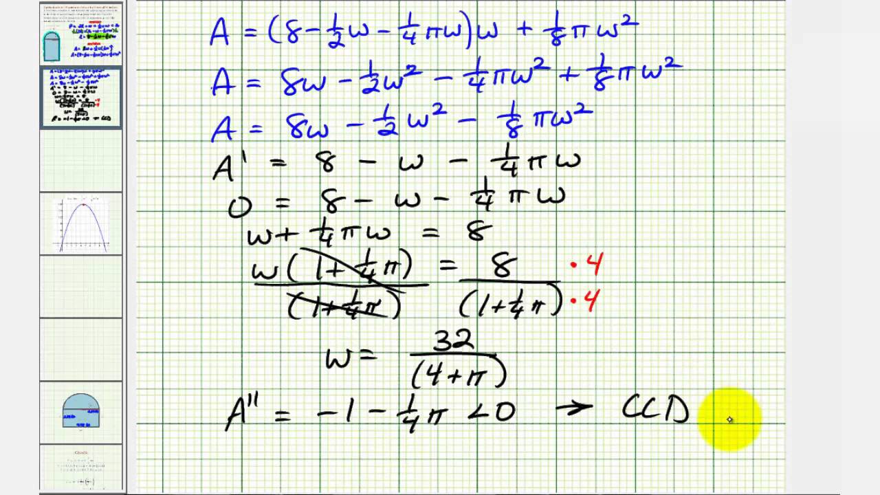 Optimization - Maximize the Area of a Norman Window