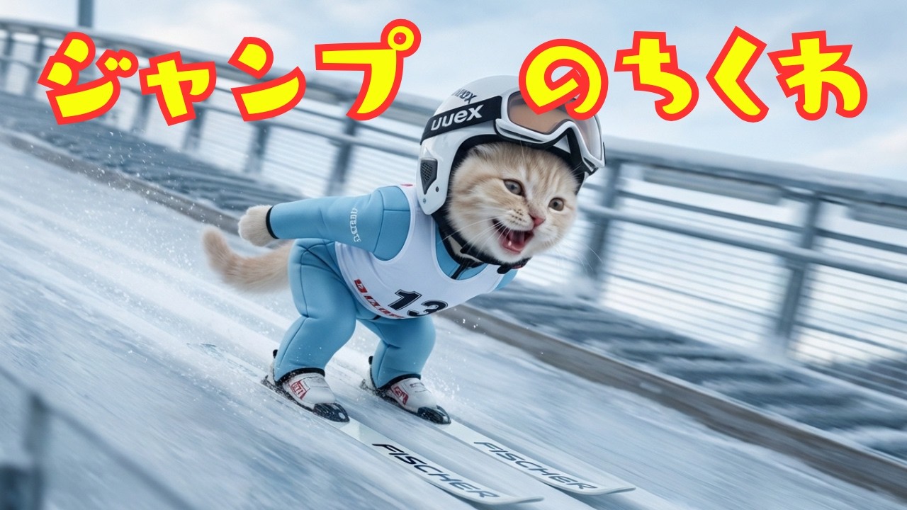 【世界一笑う猫ちくわ】スキージャンプの夢を見たよー！ちくわの夢シリーズ