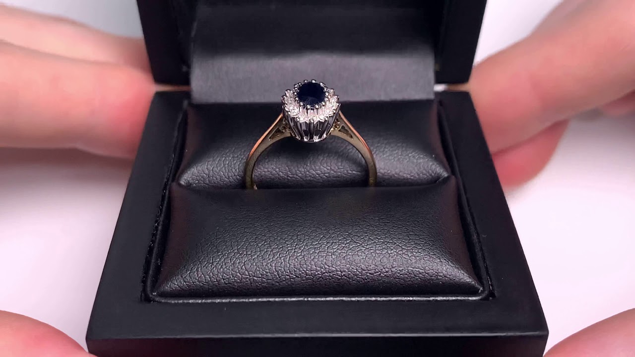 LFRD260S: Oval Sapphire Ring with Diamond Surround, 0.68ct, 9k Gold