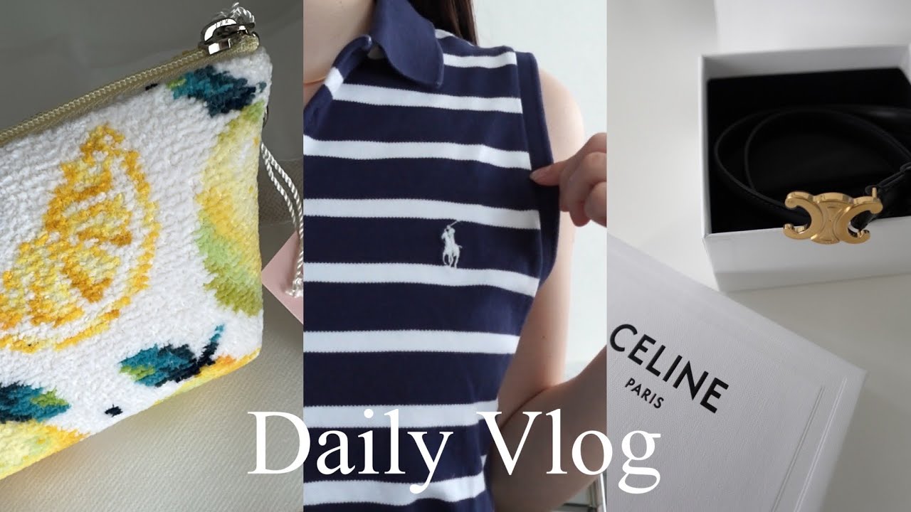 Vlog) 20代社会人の休日🍋🤍|CELINE,ラルフローレン購入品|ギフト開封(FEILER,DIOR,RMKコスメ)|ミニバッグの中身
