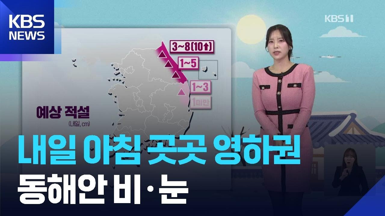 [날씨] 내일(16일) 아침 곳곳 영하권…동해안 비·눈 / KBS  2026.02.15.