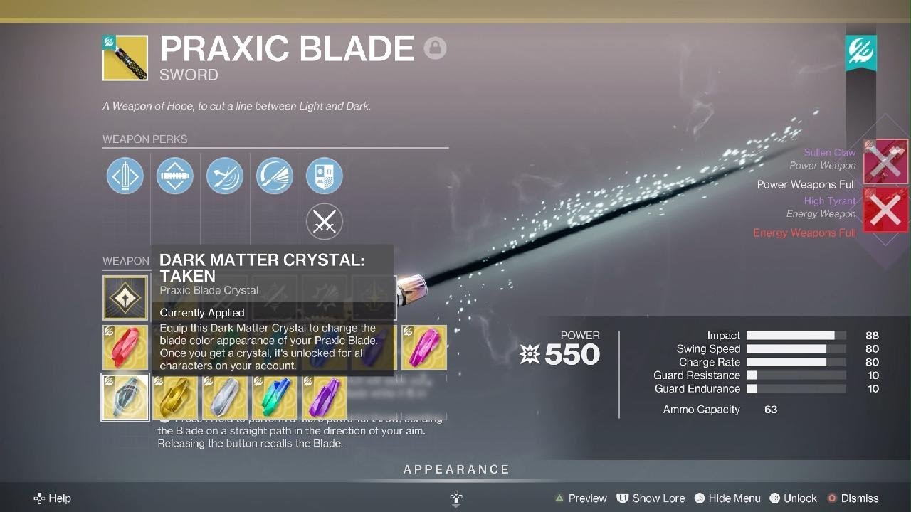 Destiny 2 Dark Matter Crystal Taken