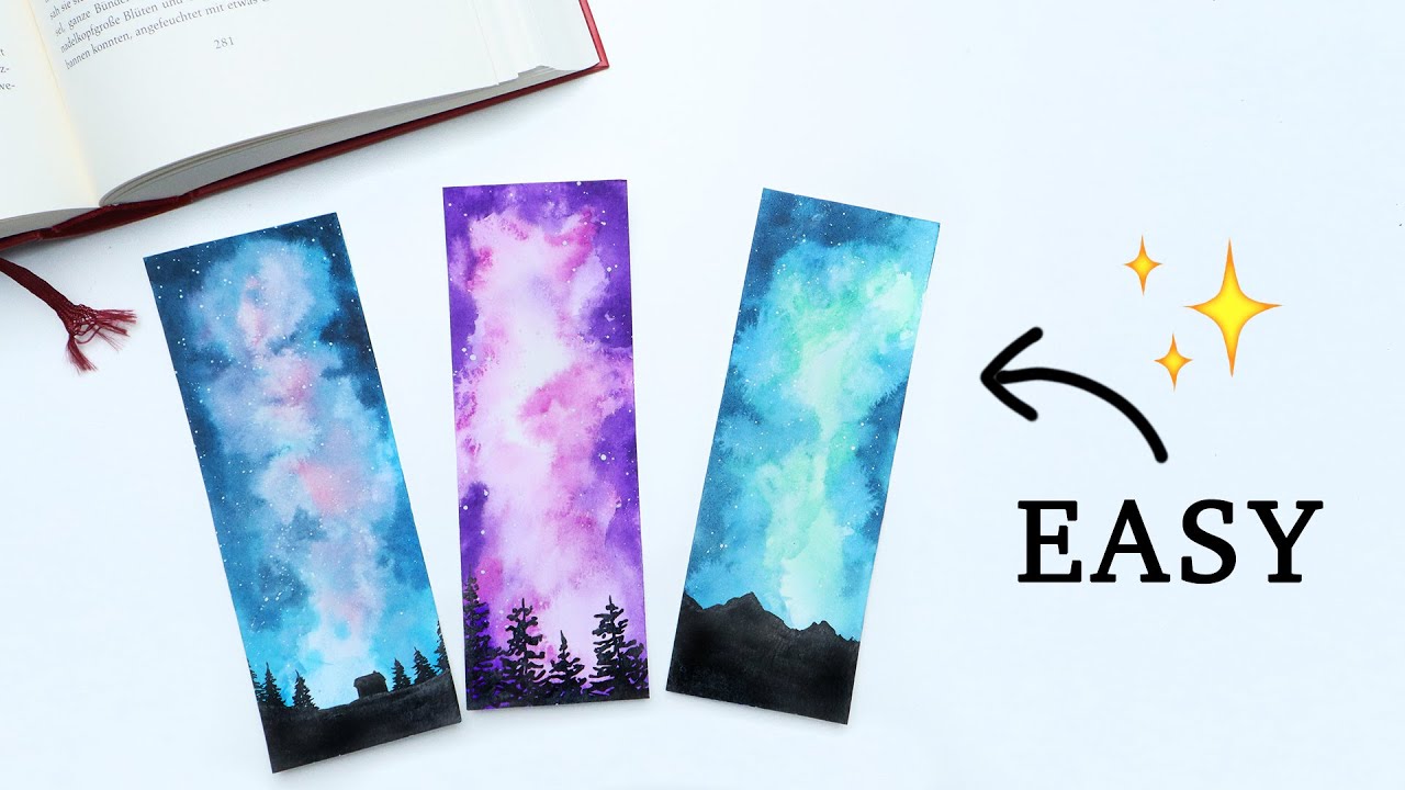 EASY WATERCOLOR GALAXY BOOKMARKS 😍✨| Under 30 Minutes!