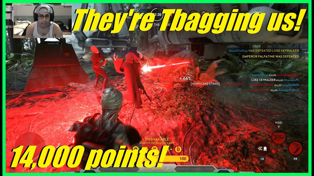 Star Wars Battlefront - They're Tbagging us! | Crazy HvsV match! | All top spots! (14,000 points)