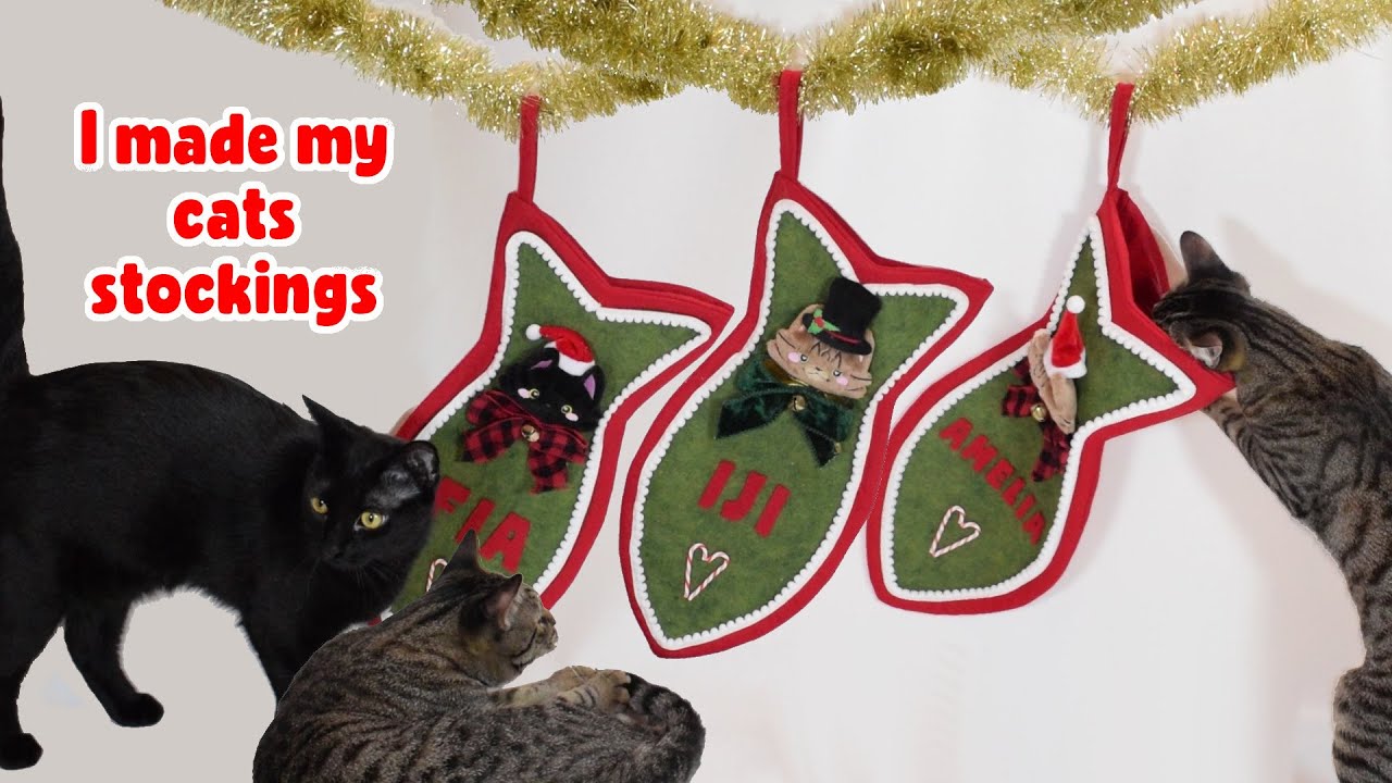 I made my cats custom stockings for Christmas