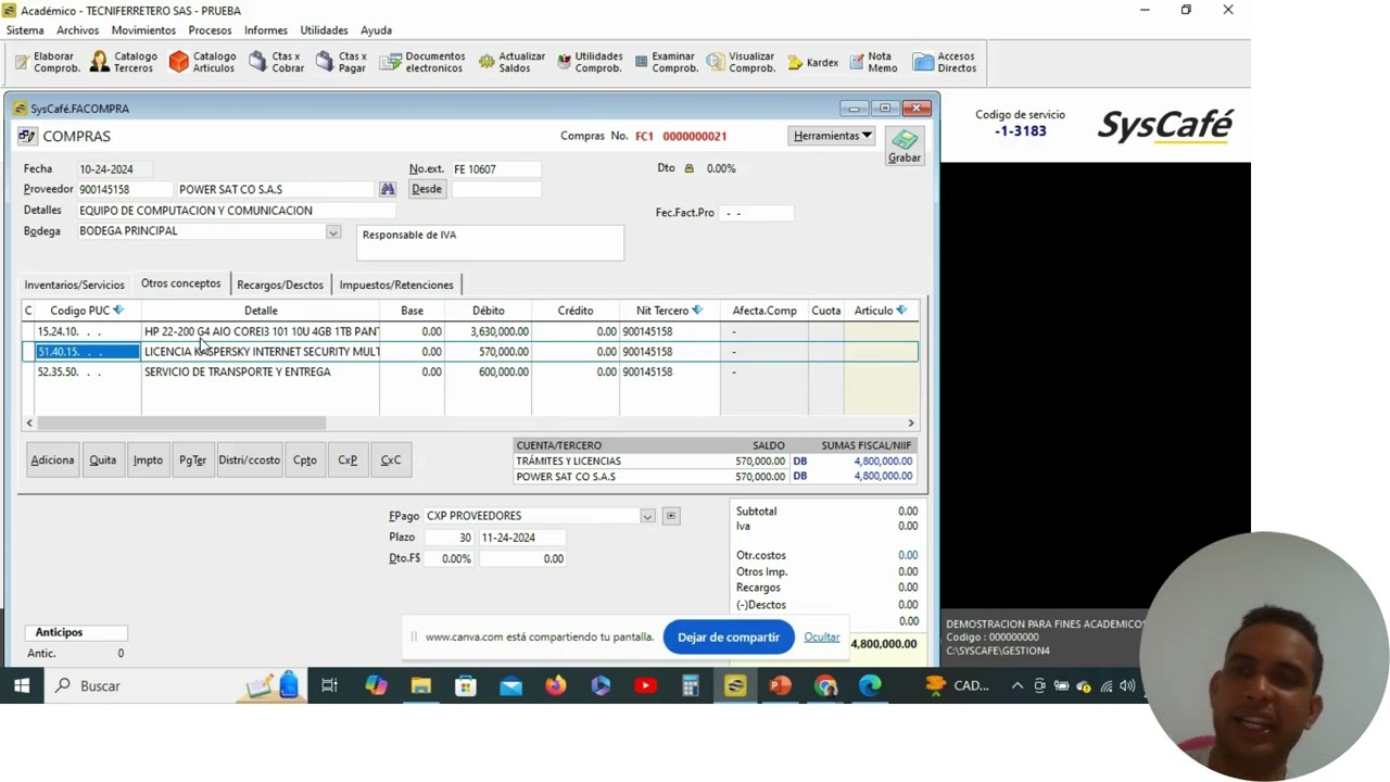 MODIFICAR FACTURAS DE COMPRAS SYSCAFE