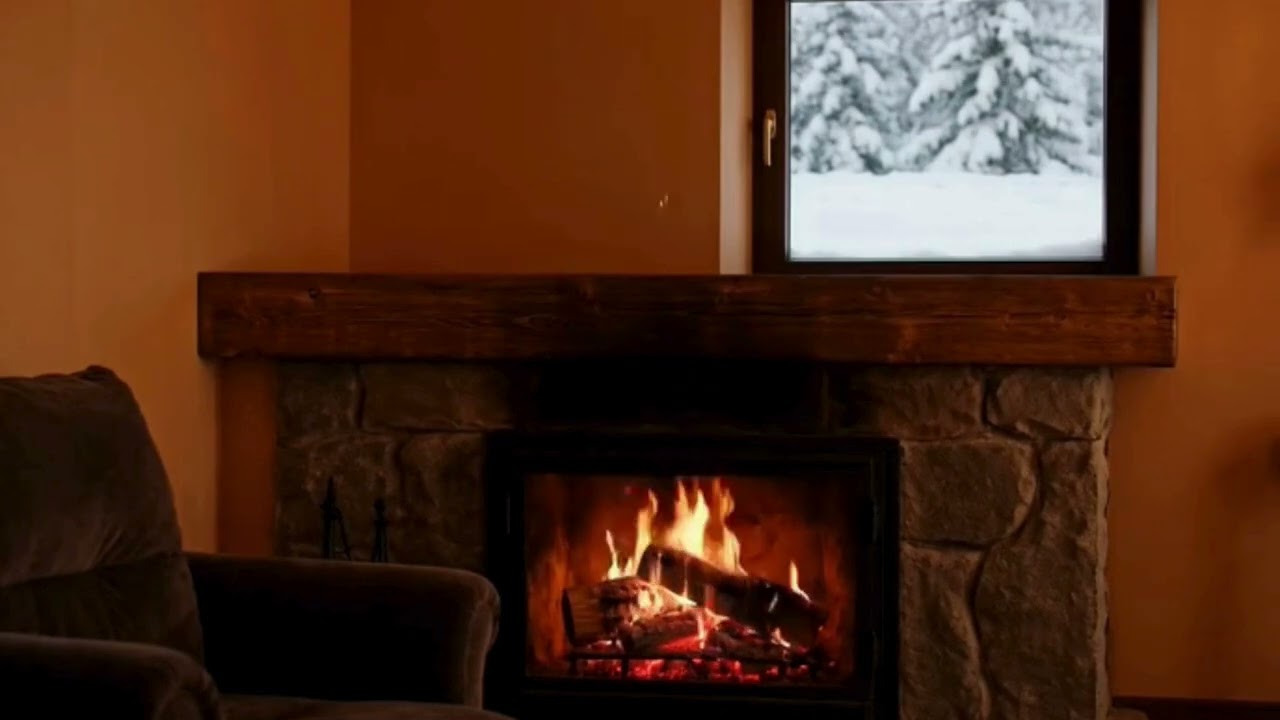 2 Hours Cozy Fireplace & Snowy Forest Night 🔥 Ultimate Winter Ambience for Deep Sleep, Study & Relax