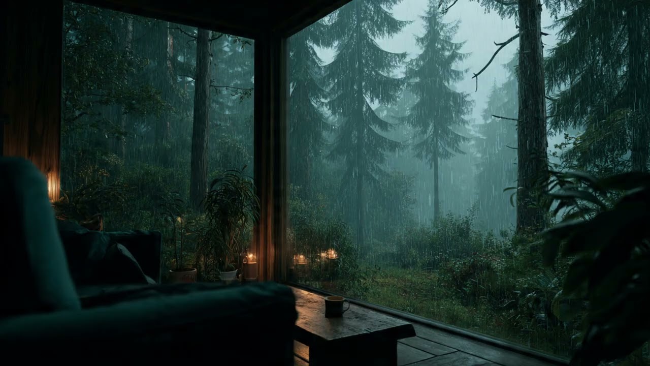 Late Night Forest View from the Window | Calm Wind & Nature Sounds