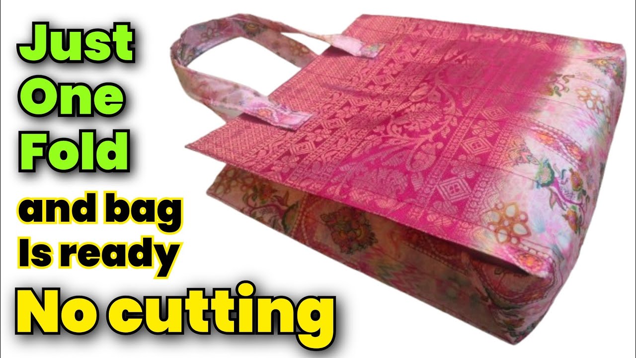 No cutting ✂️ Just one fold and bag is ready/ handbag cutting and stitching/ bag making at home 