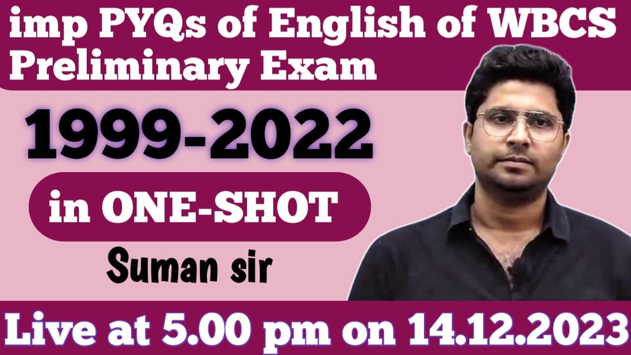 PYQs of English of WBCS Preliminary Exam (1999-2022) | Suman Sir | Note Book