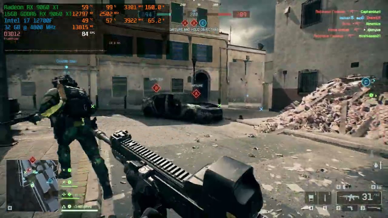 Battlefield 6 - RX 9060 XT + i7 12700F | 1080P | OVERKILL Settings