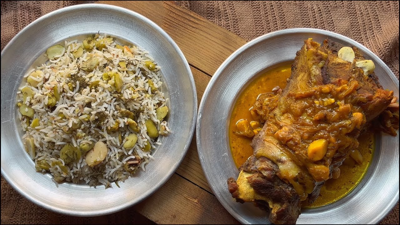 Persian Baghali Polo ba Gardan( broad beans and rice with lamb neck) Recipe with all the techniques