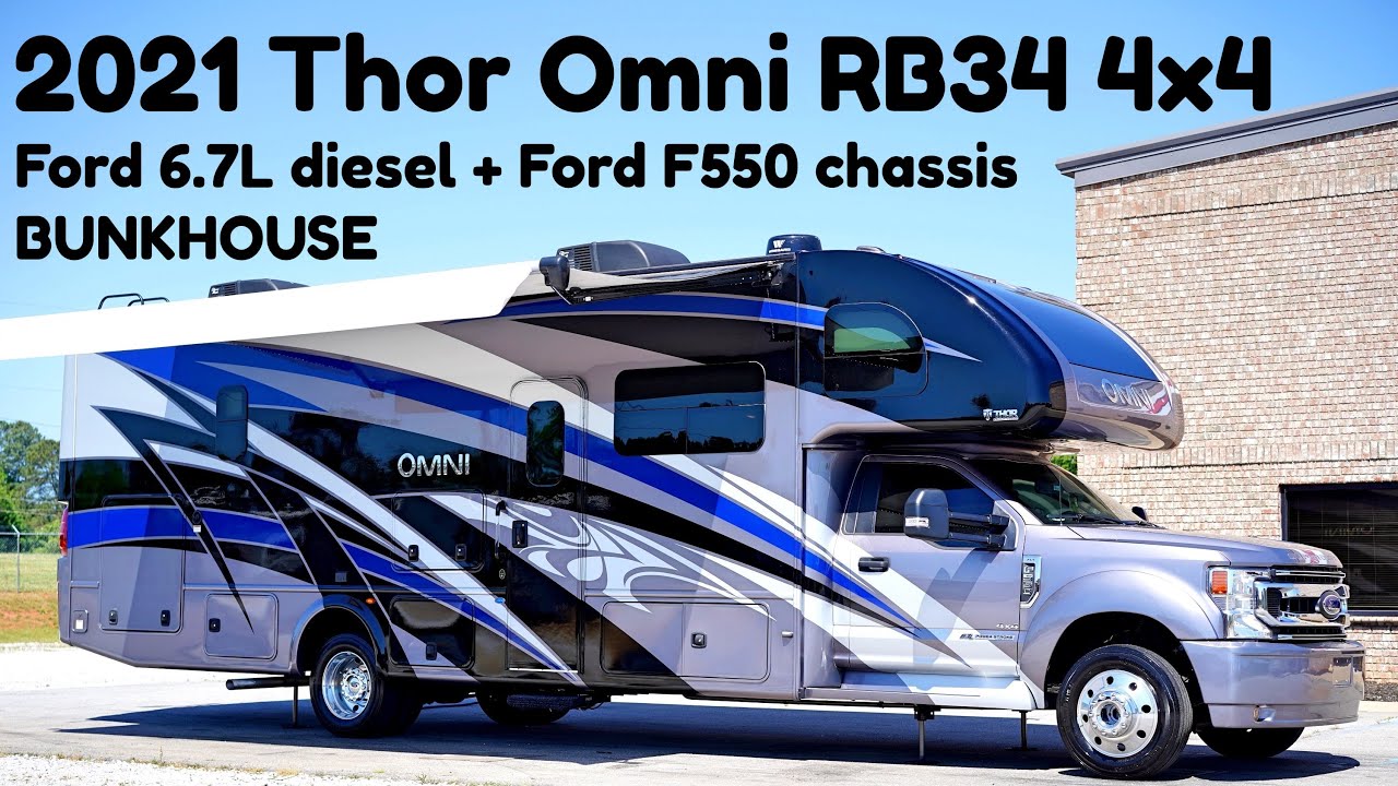 2021 Thor Omni RB34 4x4 BUNKHOUSE SUPER C 330HP Ford 6.7L Diesel Motorhome from Porter’s - $186,900