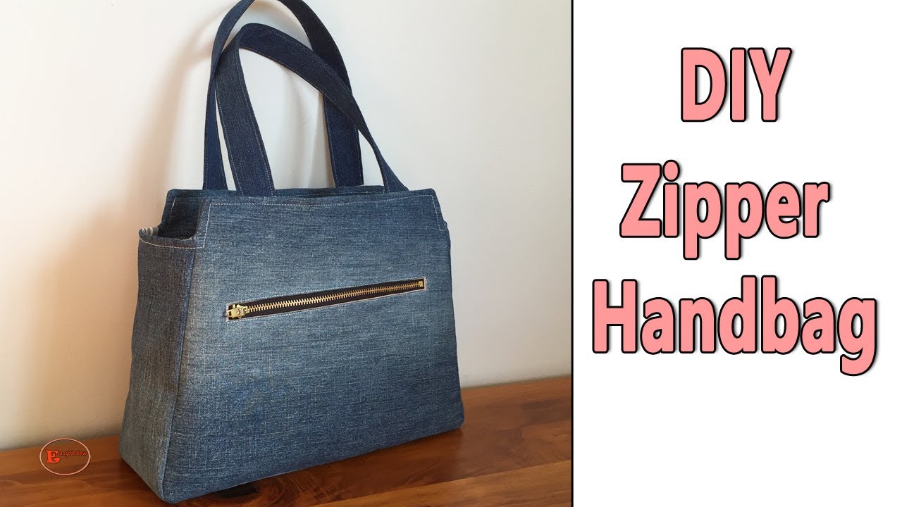 ZIPPER BAG TUTORIAL | ZIPPER HANDBAG MAKING/JEANS HANDBAG DESIGN/ RECYCLE OLD JEANS /DIY BAG SEWING