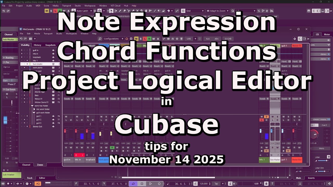 Логический редактор проекта функций аккорда и выражения нот в Cubase из Руководства по цифровому ...