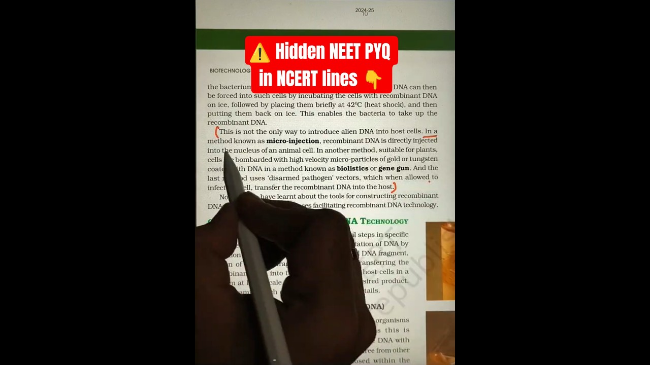 Don't miss NEET Hidden PYQ in NCERT | Gene Gun vs Microinjections | Biotechnology Principles