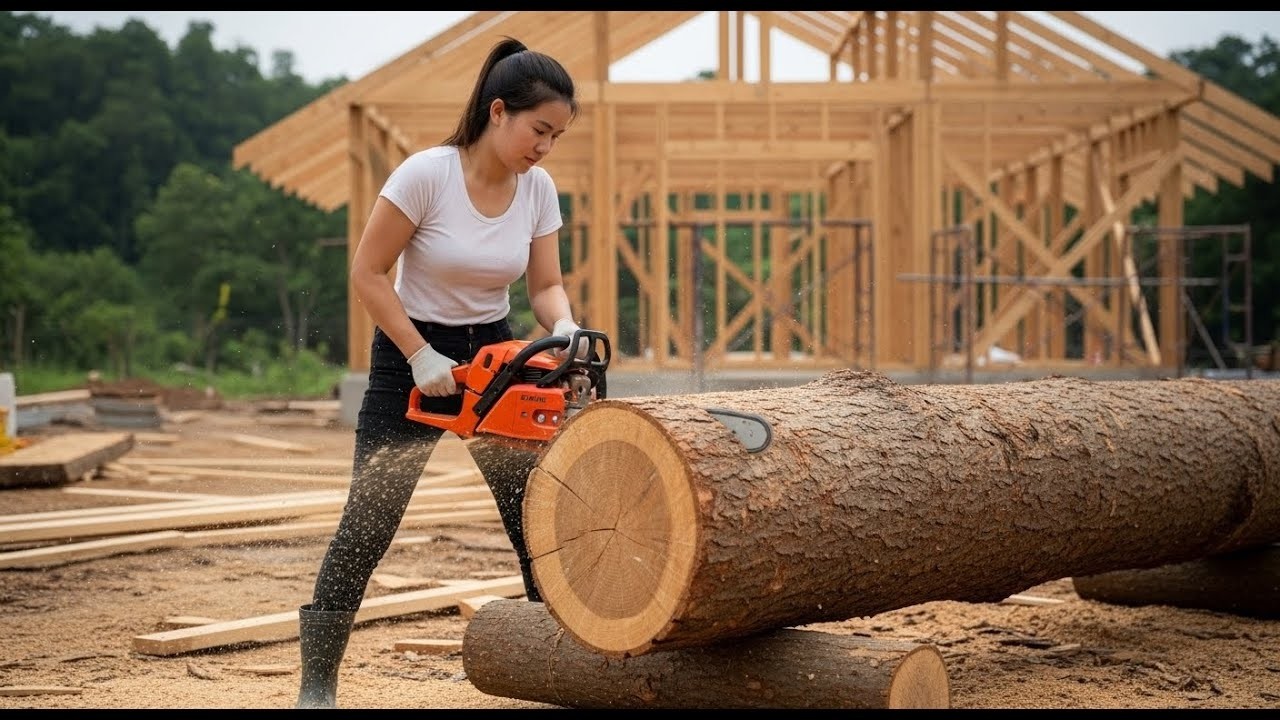 TIMELAPSE: Build Beautiful Wooden House in Nature - Living Off Grid, Survival Alone New Life