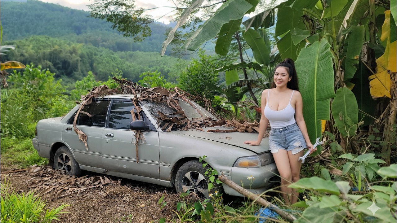 The challenge for the girl to fix the car was to restart the engine of the abandoned Toyota