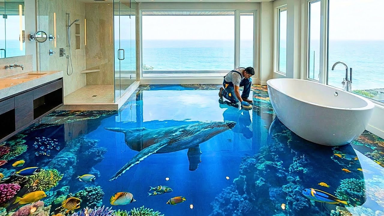 Top 10 Mind-Blowing Deep Sea Epoxy Floors Featuring 3D Whales and Coral Reefs for Luxury Baths