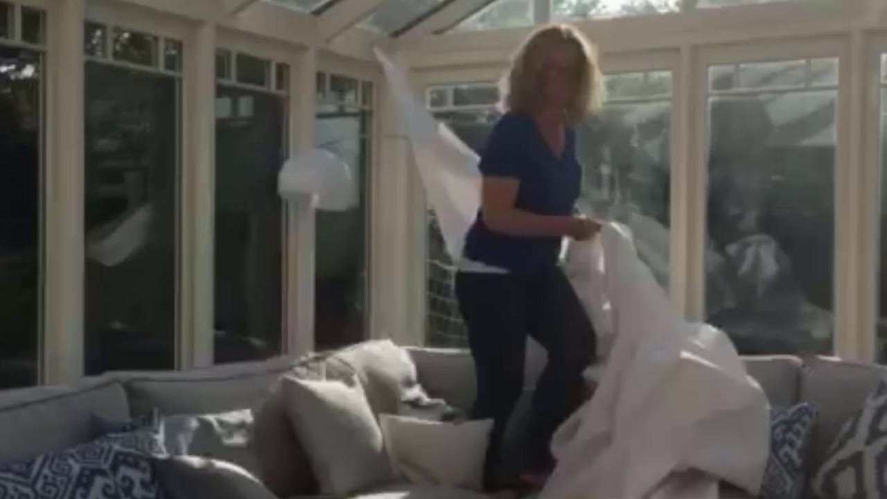 Installing a Shade Sail in your Conservatory.  Great alternative to expensive conservatory blinds.