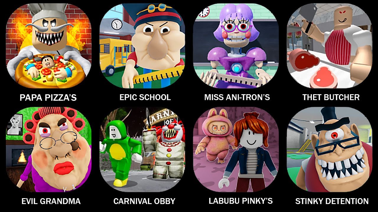 ROBLOX:ESCAPE PAPA PIZZA'S PIZZERIA! (SCARY OBBY),EPIC SCHOOL ESCAPE! (OBBY),MISS ANI-TRON'S#roblox