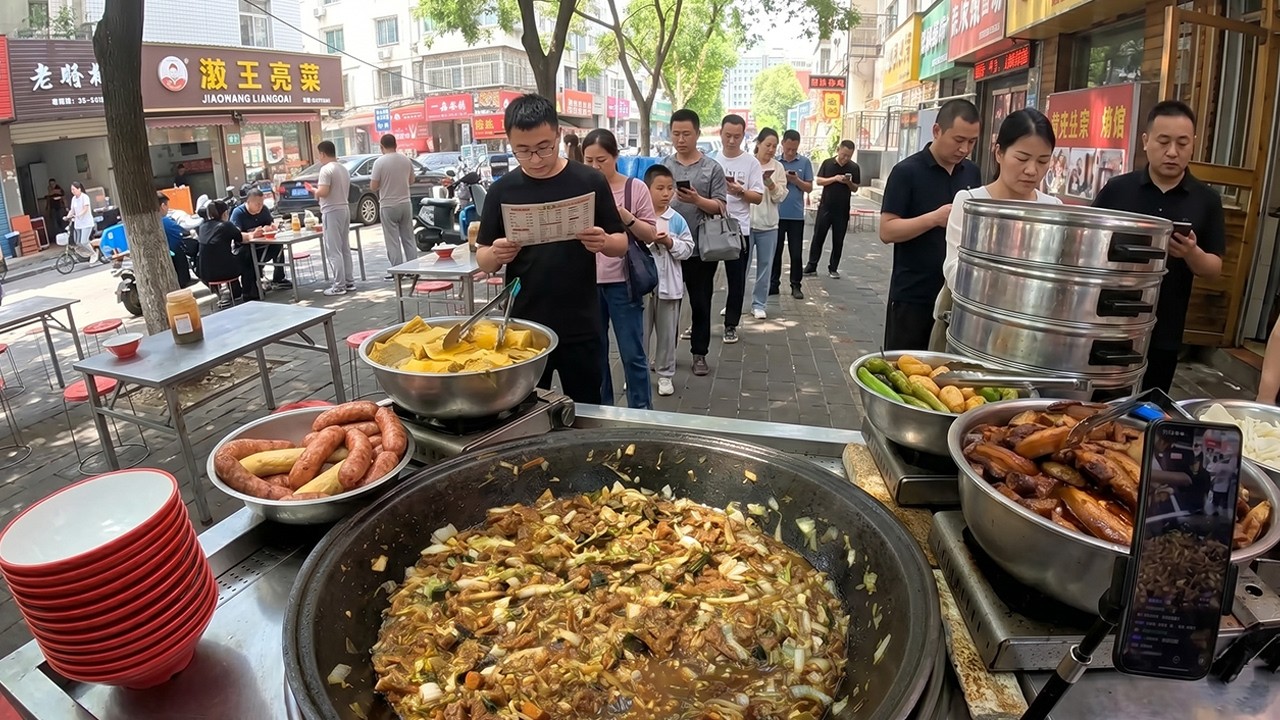 Street Food POV | Real-Time Big-Pot Dish Sales | Ambient Sounds Only