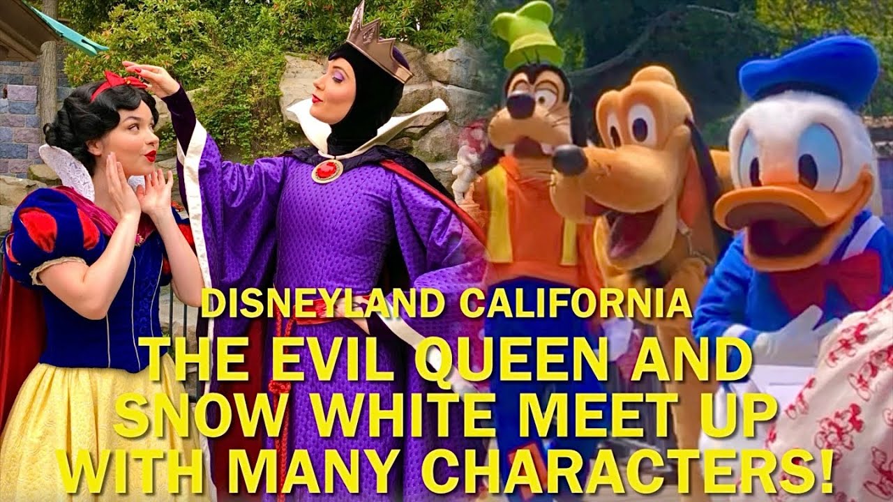 The Evil Queen and Snow White Meet Up With Many Characters at Disneyland-Mickey Mouse, Gaston & More