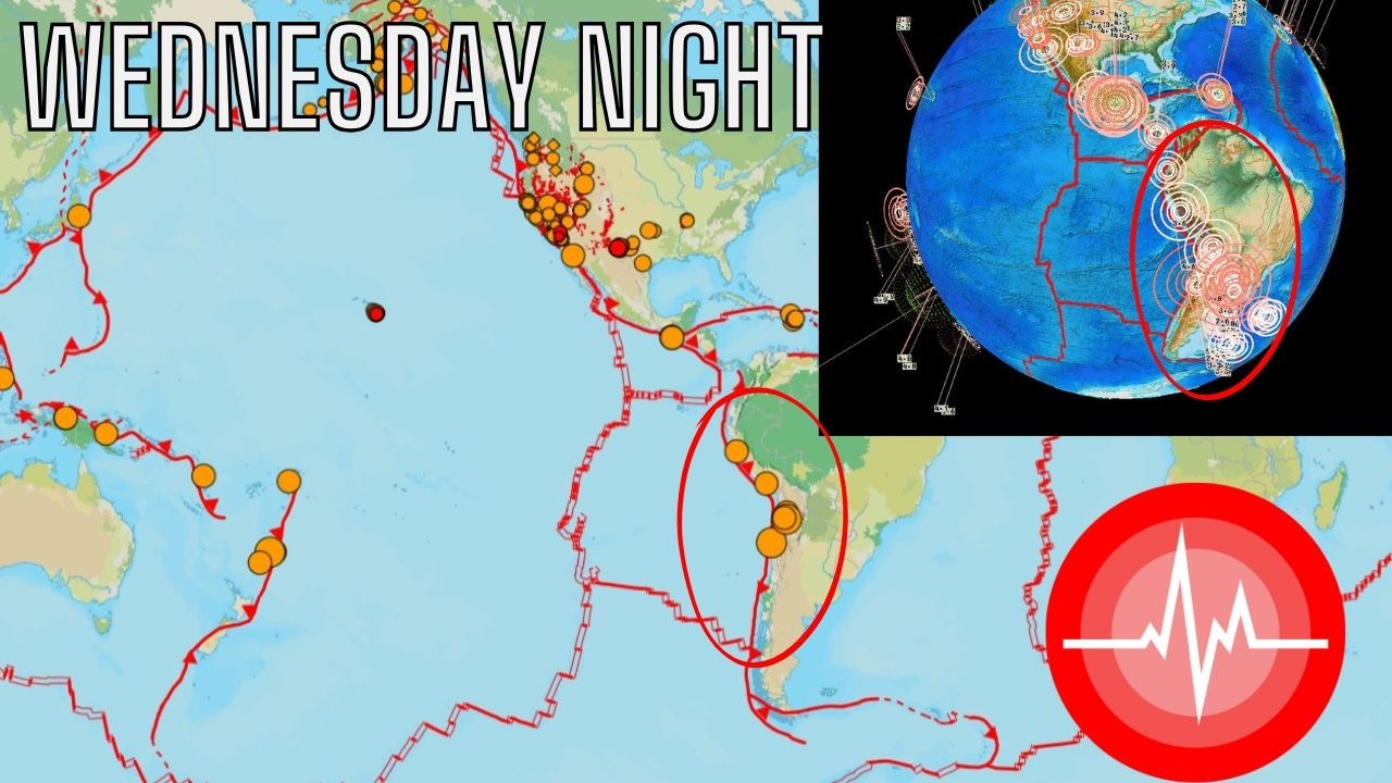 Wednesday Evening earthquake update. South America hotspot of EQS today.