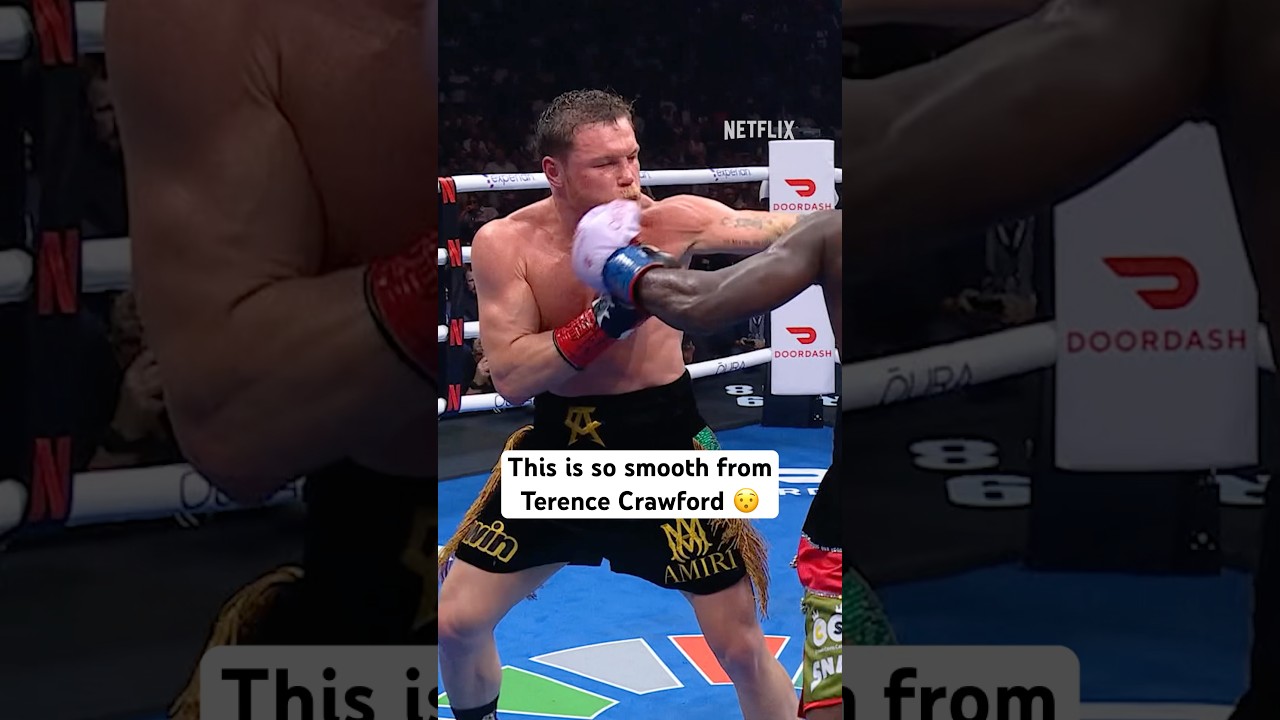 Terence Crawford&rsquo;s rear-hand double on Canelo Alvarez 🔥 #canelocrawford #terencecrawford #canelo