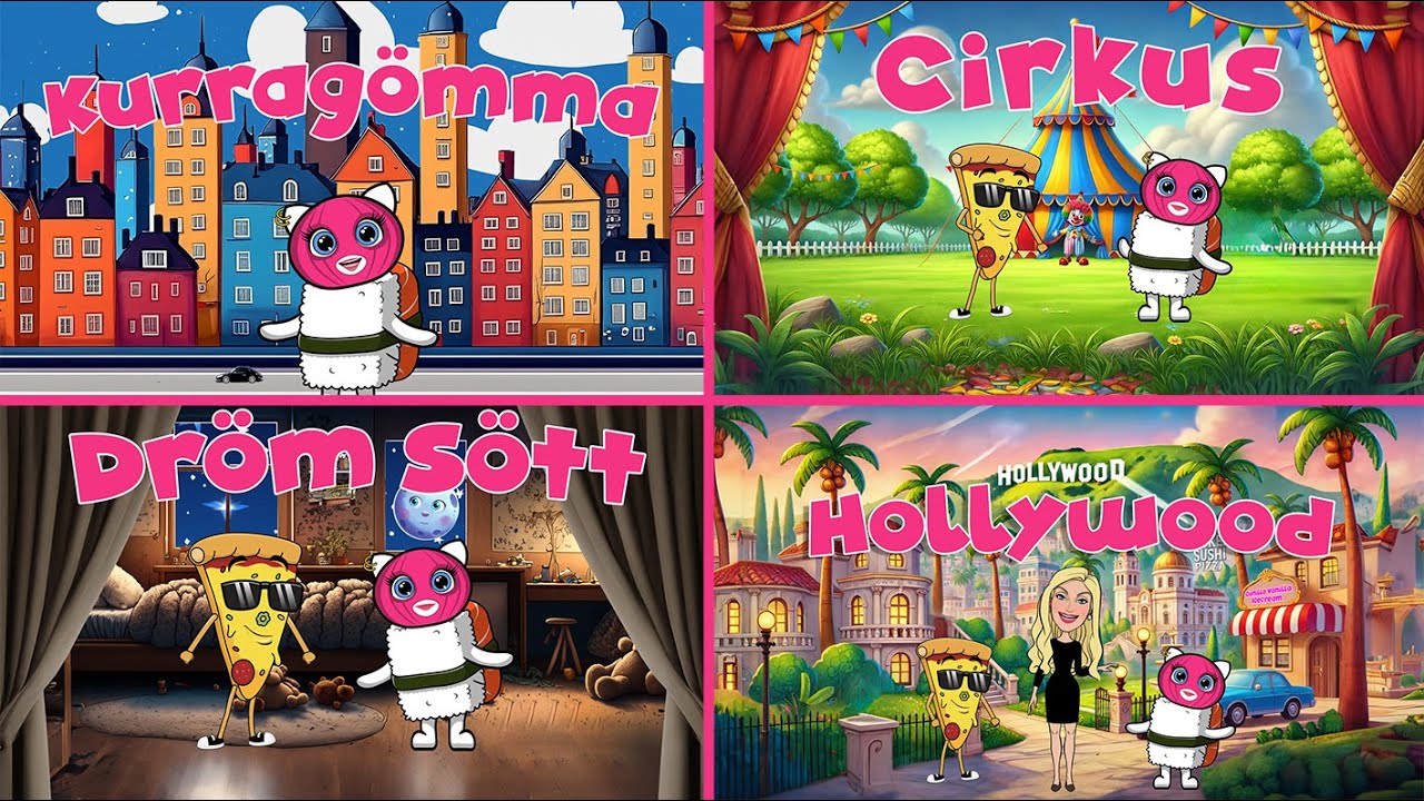 FRÖKEN SUSHI & RASMUS PIZZA – 4 AVSNITT! KURRAGÖMMA, CIRKUS, DRÖM SÖTT, HOLLYWOOD