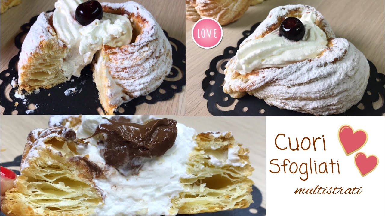 SFOGLIE CUORI MILLESTRATI ricetta in 5 MINUTI e 3 INGREDIENTI - PASTRY HEART  -Tutti a Tavola