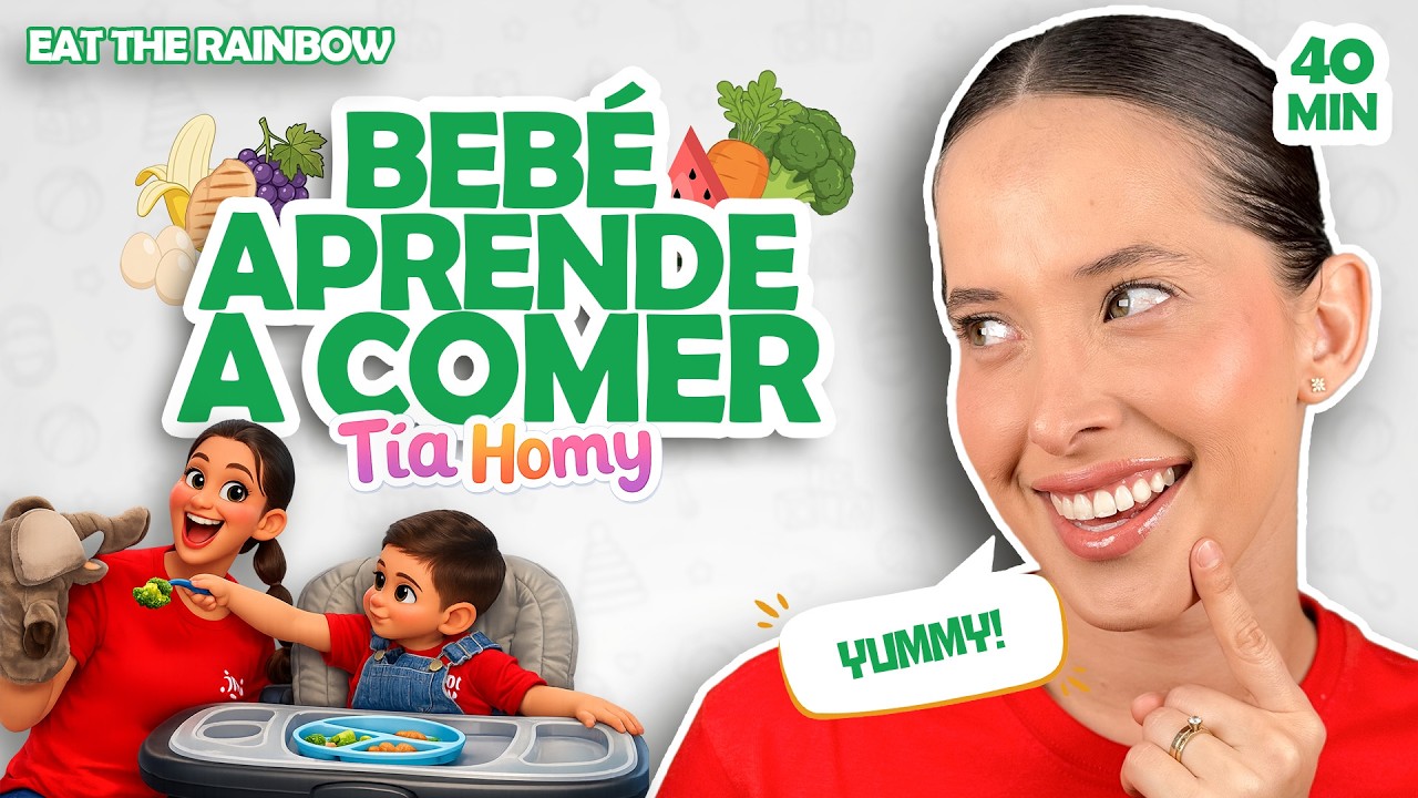 Aprende con T&iacute;a Homy &ndash; La hora de comer para beb&eacute;s | Rutina en la sillita | Baby Learns Spanish
