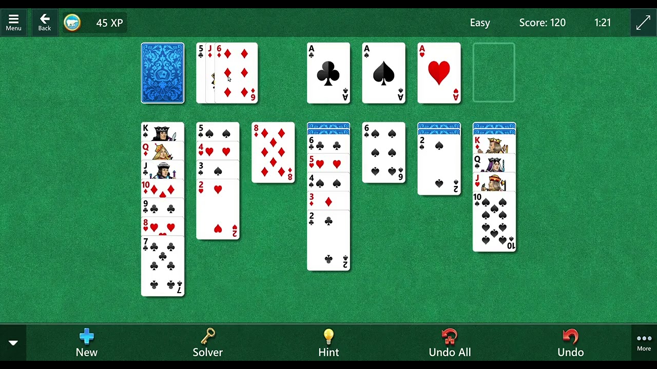Microsoft Solitaire, Single Card Draw, Easy, Fireworks Ending